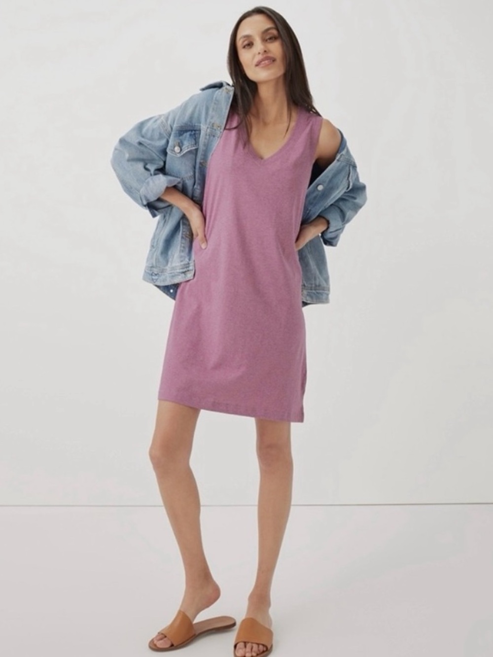 Pact Women's Organic Cotton Softspun A-Line Tank Dress Rosebud Heather Large